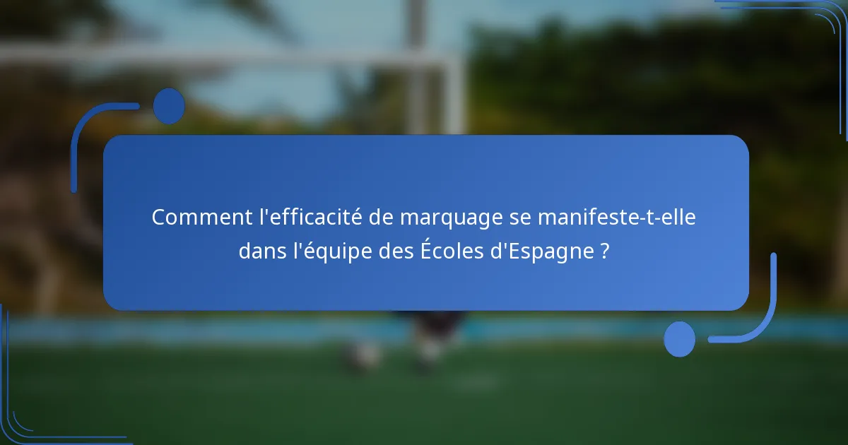 Comment l'efficacité de marquage se manifeste-t-elle dans l'équipe des Écoles d'Espagne ?