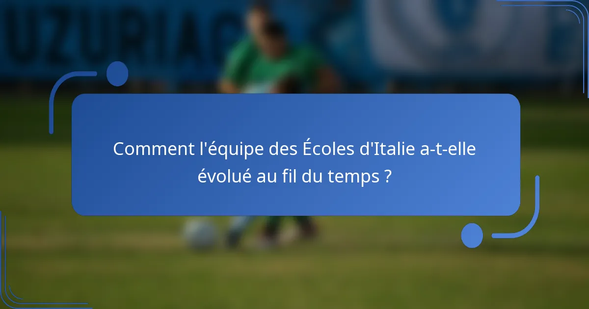 Comment l'équipe des Écoles d'Italie a-t-elle évolué au fil du temps ?