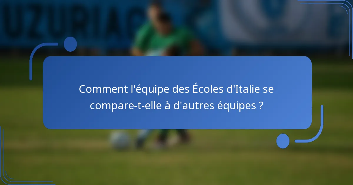 Comment l'équipe des Écoles d'Italie se compare-t-elle à d'autres équipes ?