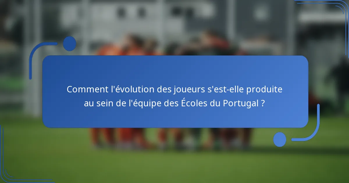 Comment l'évolution des joueurs s'est-elle produite au sein de l'équipe des Écoles du Portugal ?
