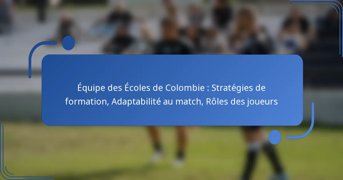 Équipe des Écoles de Colombie : Stratégies de formation, Adaptabilité au match, Rôles des joueurs