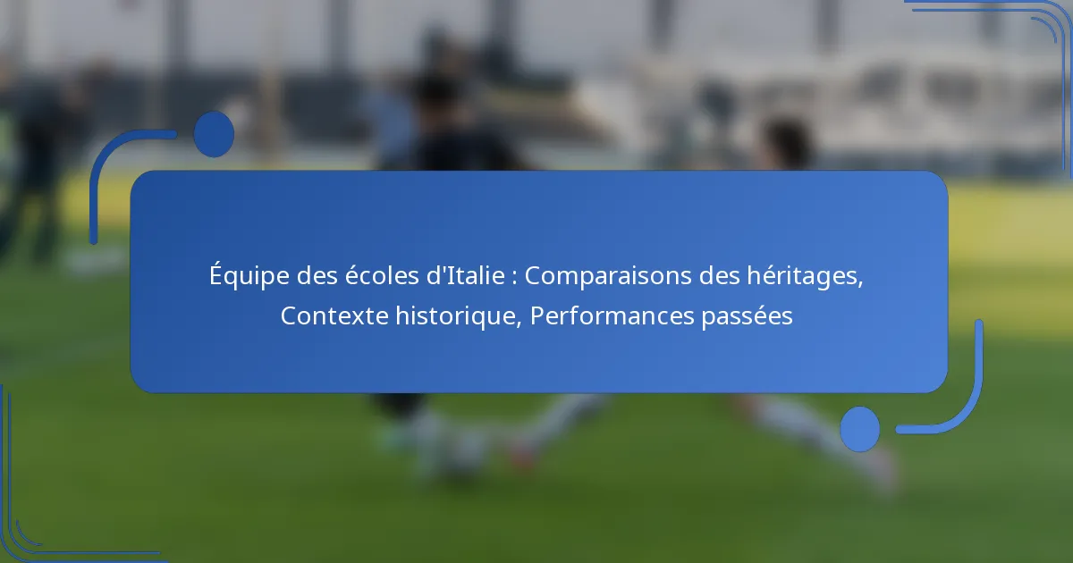 Équipe des écoles d’Italie : Comparaisons des héritages, Contexte historique, Performances passées