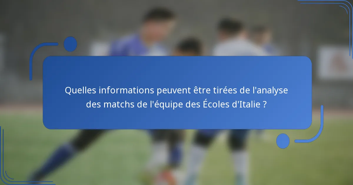 Quelles informations peuvent être tirées de l'analyse des matchs de l'équipe des Écoles d'Italie ?