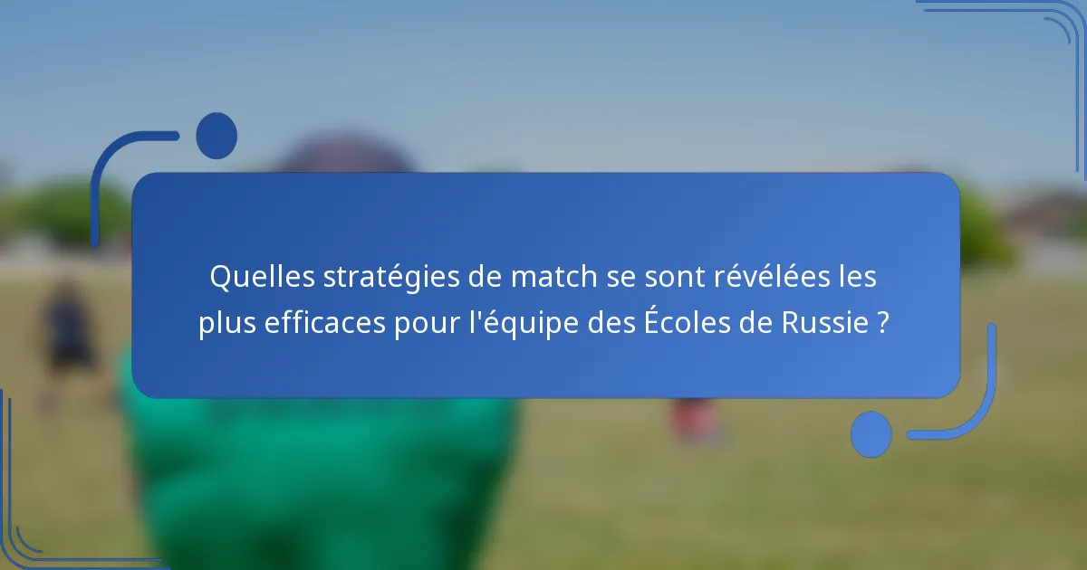 Quelles stratégies de match se sont révélées les plus efficaces pour l'équipe des Écoles de Russie ?