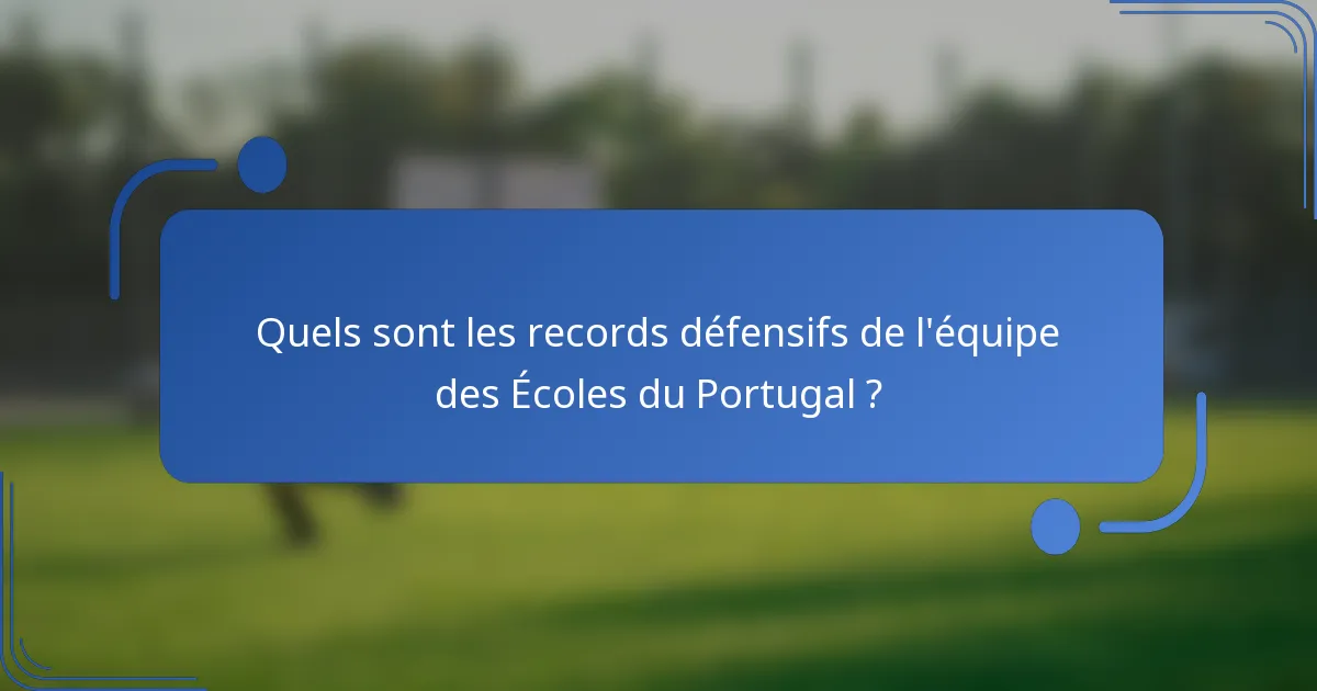Quels sont les records défensifs de l'équipe des Écoles du Portugal ?