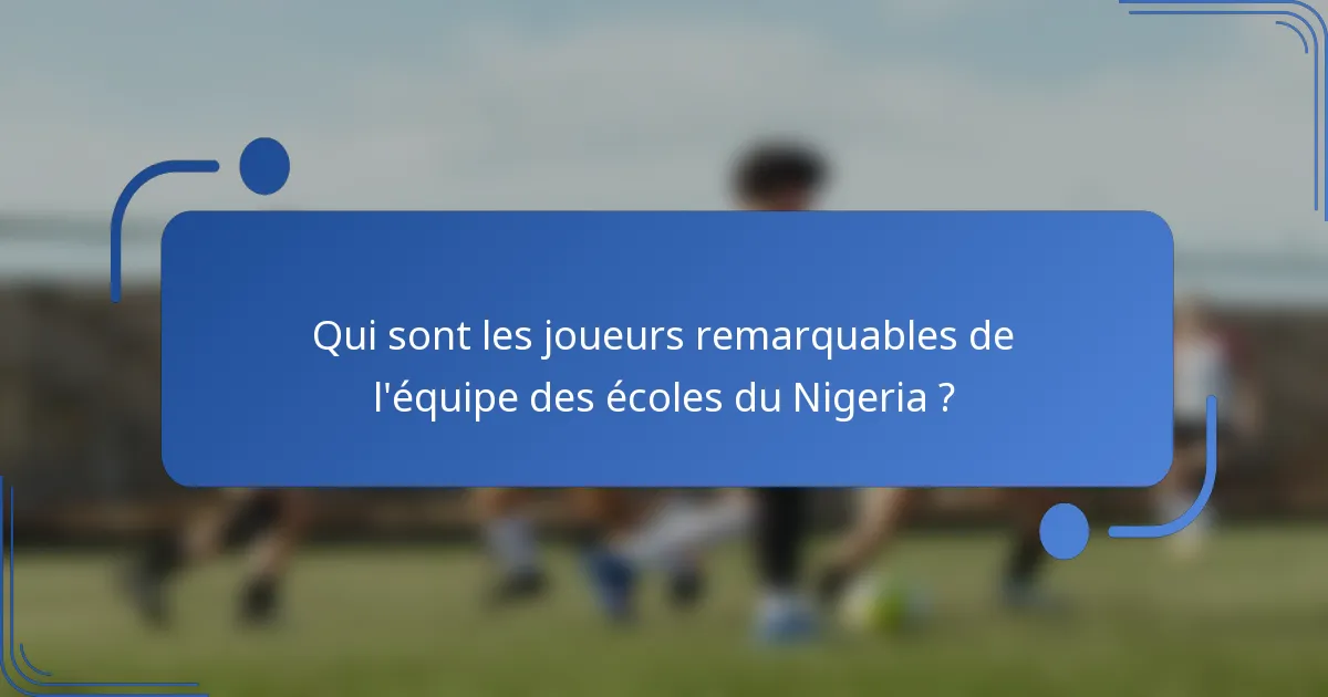 Qui sont les joueurs remarquables de l'équipe des écoles du Nigeria ?